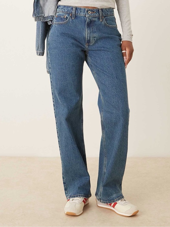 Abercrombie & Fitch Denim - ABERCROMBIE & FITCH low rise baggy wide leg medium blue jean wash size 28